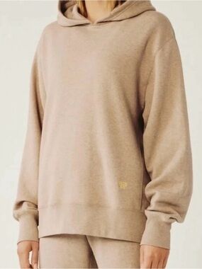 Tory Burch Sport French Terry Monogram Hoodie Sweatshirt in Beige S M